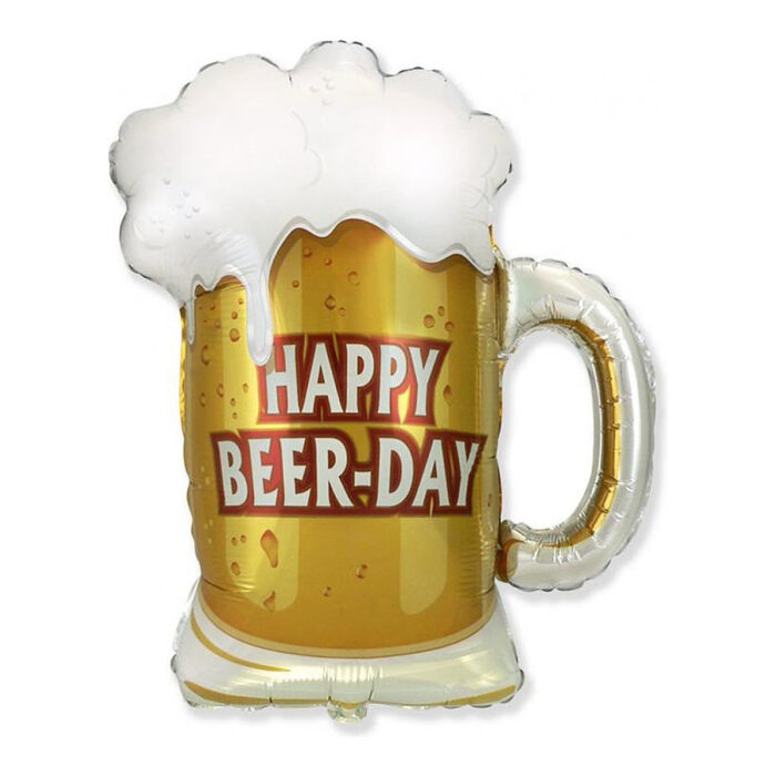 Balon foliowy napełniony helem Happy Beer Day (kufel piwa)