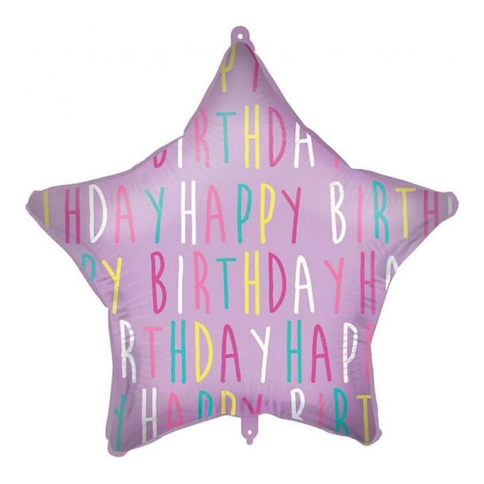 Balon foliowy napełniony helem Różowa gwiazdka Happy Birthday