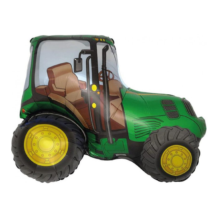 Balon foliowy napełniony helem Traktor zielony